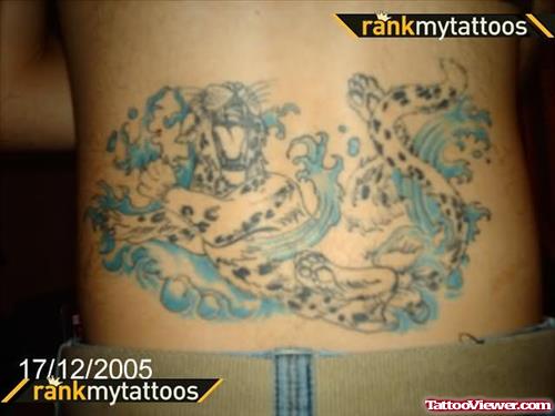 Leopard In Water Tattoo