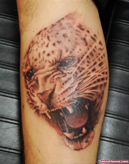 Crawling Leopard Face Tattoo