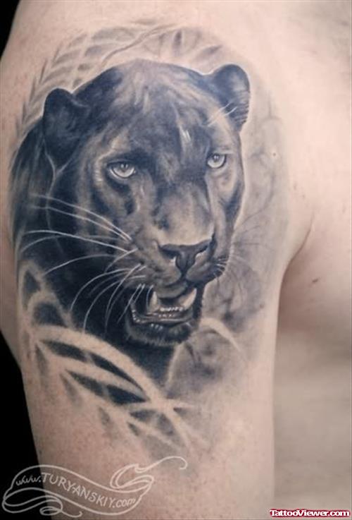 Black Leopard Tattoos For Shoulder