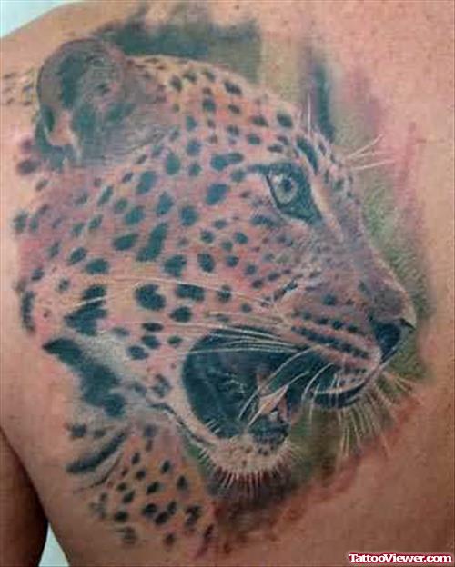 Realistic Color Leopard Tattoo