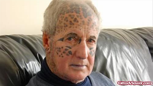 Leopard Print Tattoos On Face And Head