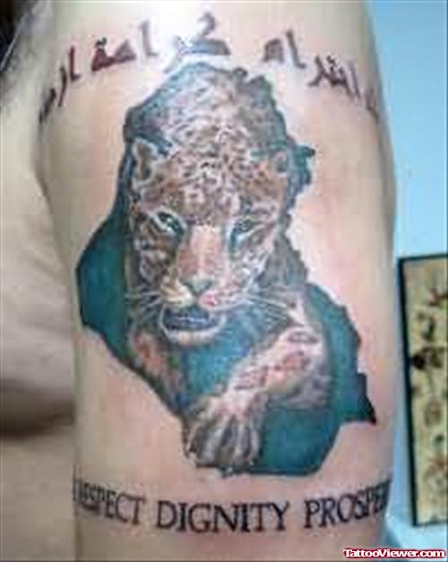 Iraqi Leopard Tattoo On Bicep