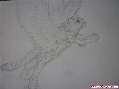 Angel Wings Leopard Tattoo Design