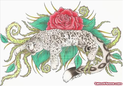 Rose Snow Leopard Tattoo