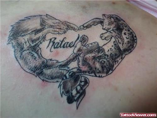 Leopard Wolf Heart Tattoo