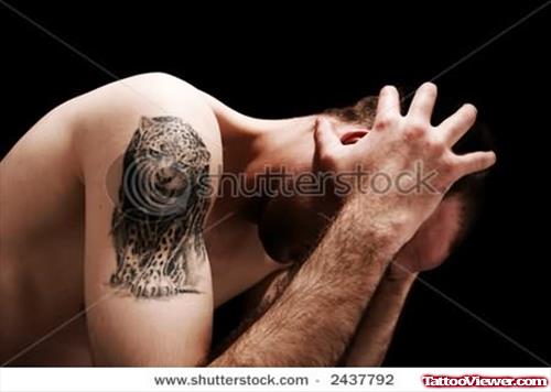 Leopard Tattoo On SHoulder For Men