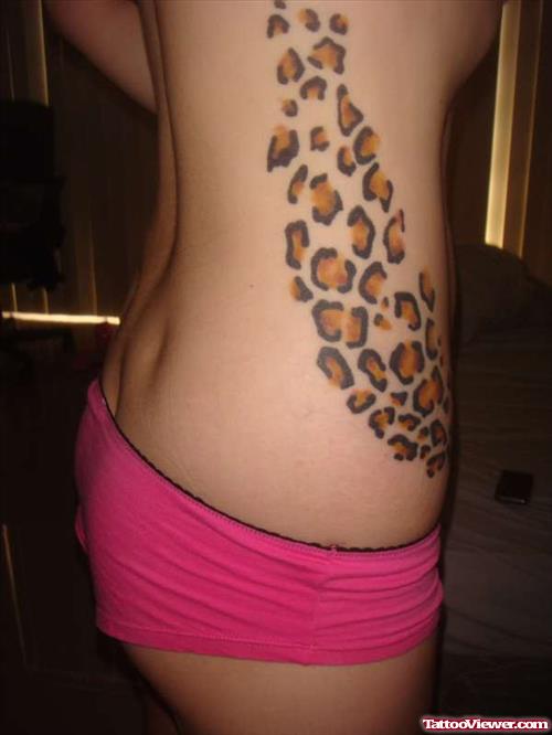 Leopard Print Tattoo On Ribs