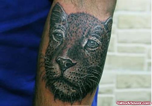Leopard Head Tattoo On Arm