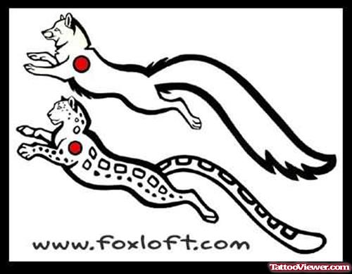 Arctic Fox And Leopard Tattoo