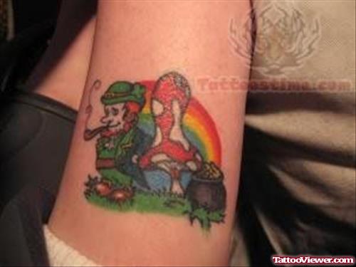 Leprechaun And Rainbow Tattoo