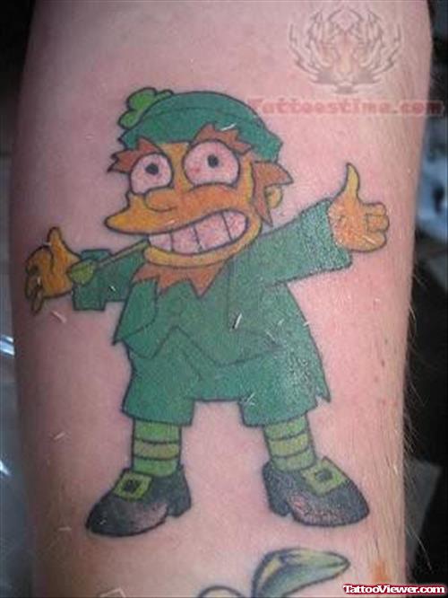 Green Ink Leprechaun Tattoo