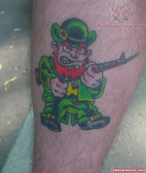 Leprechaun With Gun Tattoo