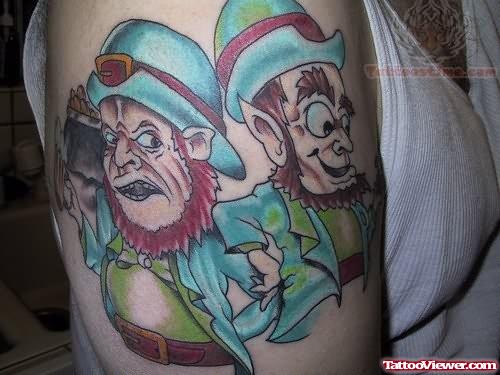 Leprechaun Couple Tattoo On Bicep