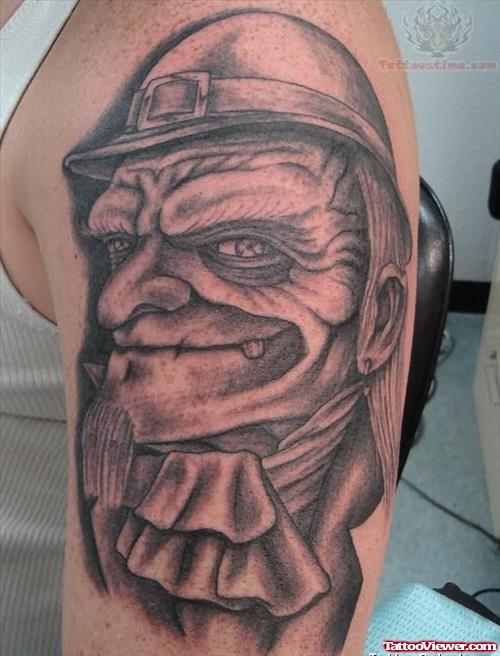 Leprechaun Face Tattoo On Shoulder