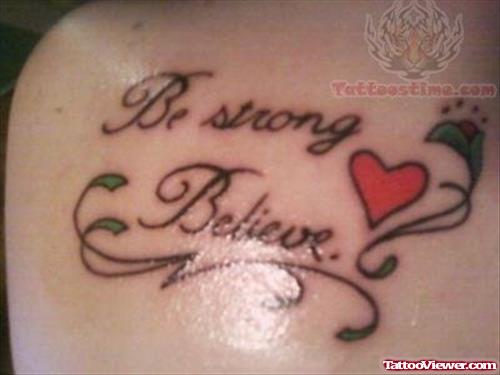 Shoulder Lettering Tattoo