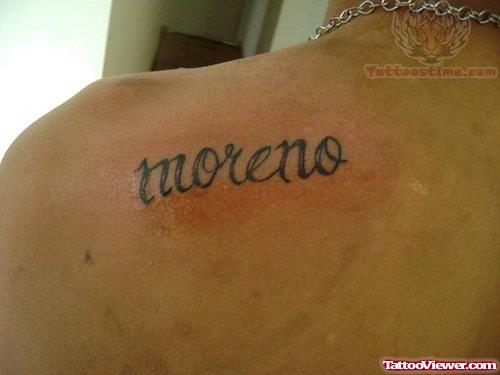 Upper Shoulder Lettering Tattoo