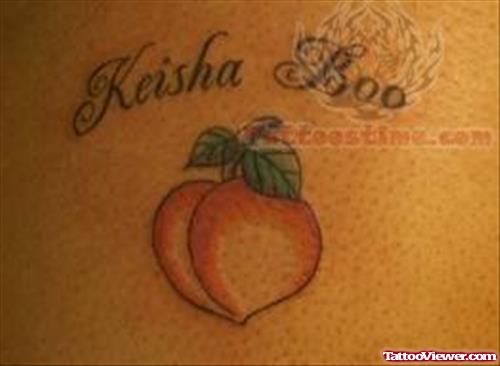 Lettering And Fruit Tattoo