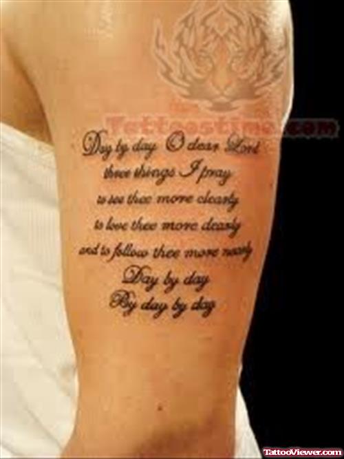 Lettering Tattoo For Biceps