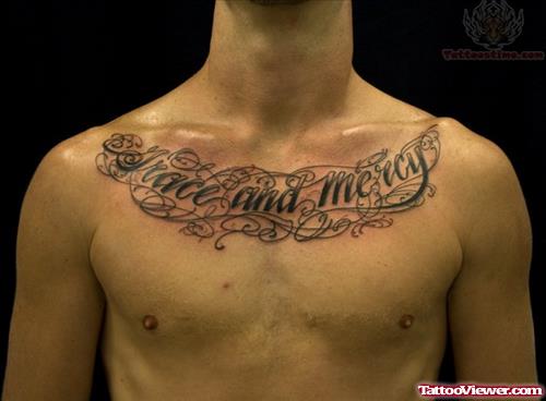 Lettering Chest Tattoos