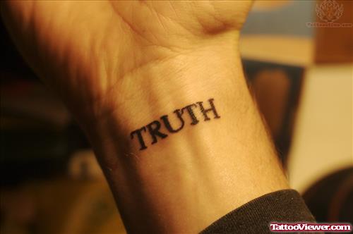 Truth Lettering Tattoo On Wrist