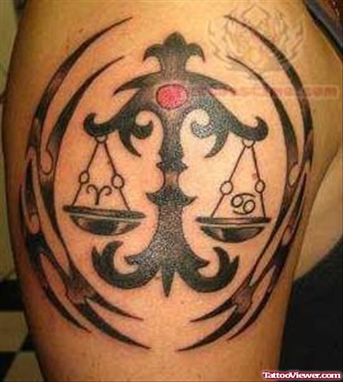Trendy Libra Tattoo On Shoulder