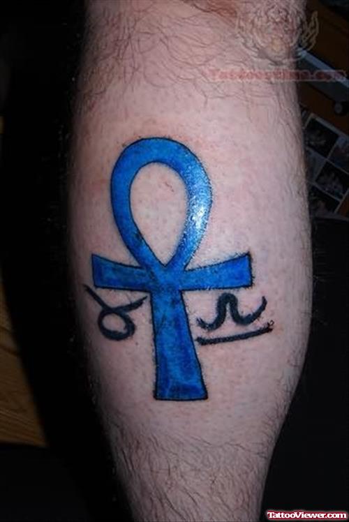 Blue Ink Libra Tattoo