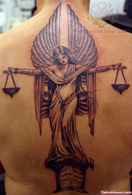 Large Libra Zodiac Tattoo On Back