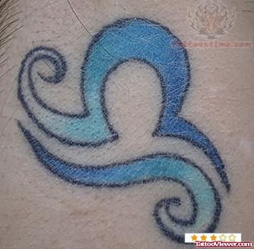 Blue Ink Libra Zodiac Tattoo