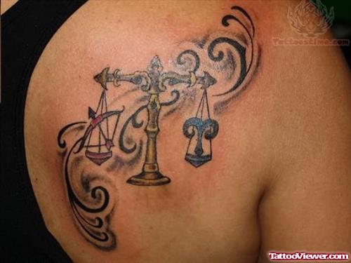 Libra Tattoos On Back Shoulder