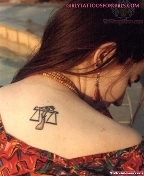 Libra Small Zodiac Symbol Tattoo On Back