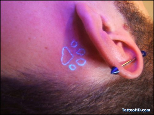 Paw Print Light Tattoo Behind Ear