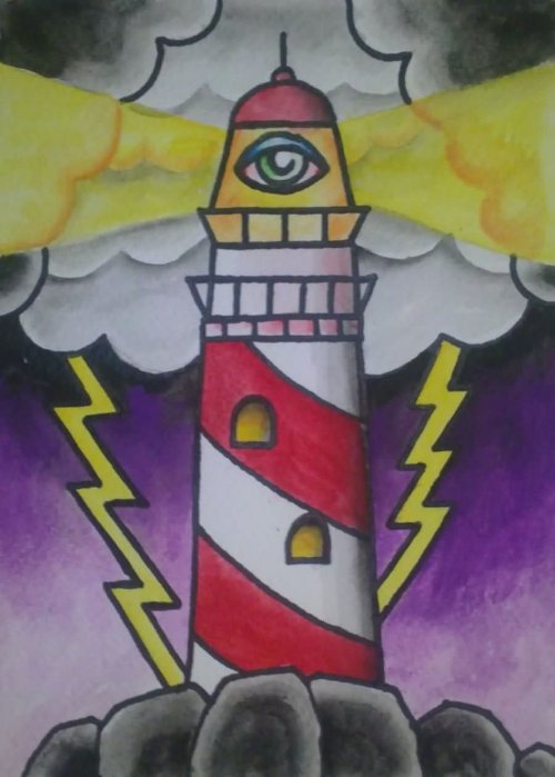 Traditional Lighthouse Tattoo Design