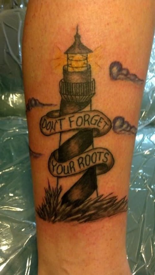 Banner And Lighthouse Tattoo