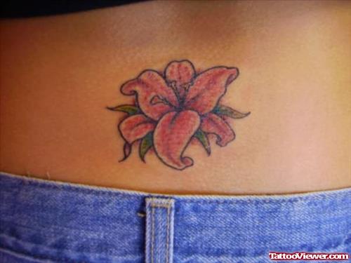 Lily Flower Tattoo On Lower Back