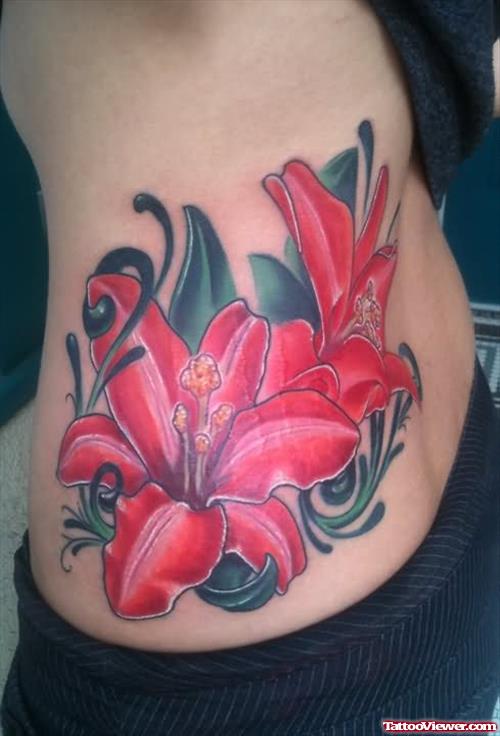 Lily Red Flower Tattoo