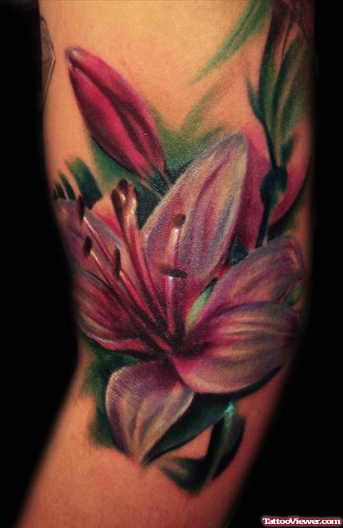 Color Lily Flower Tattoo