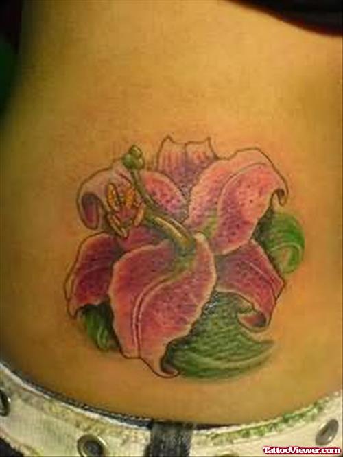 Beautiful Lily Flower Tattoo On Back