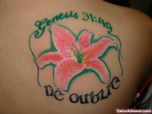 Lily Flower Tattoo With Message