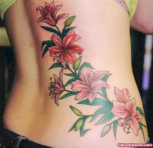 Latest Lily Flowers Tattoos On Back
