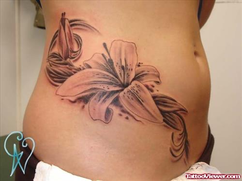 Lily Tattoo On Stomach