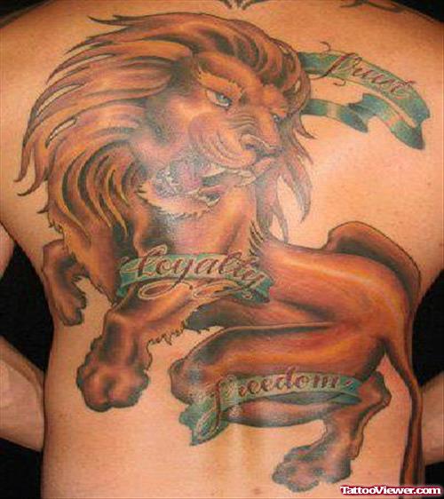 Color Lion Tattoo On Back