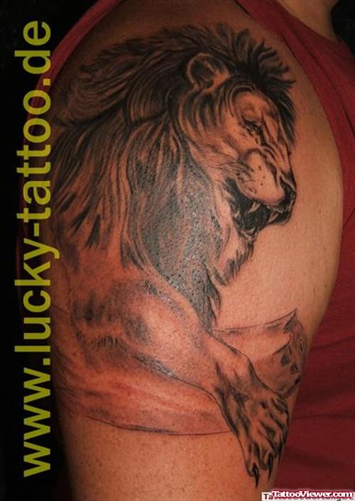 Right Half Sleeve Lion Tattoo