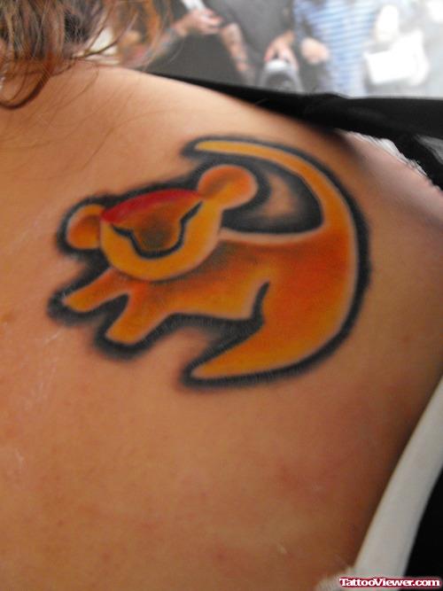 Right Back Shoulder Lion Tattoo On Back Shoulder