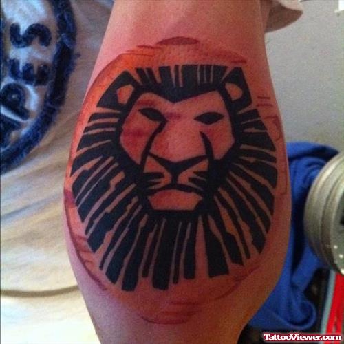 Lion Head Tattoo On Elbow