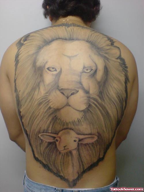 Full BAck Body Lion Tattoo For Men