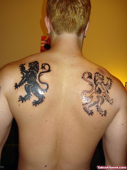 Back Shoulders Lion Tattoos