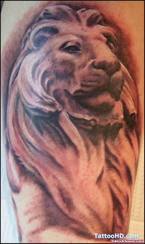Awful Grey Ink Lion Tattoo