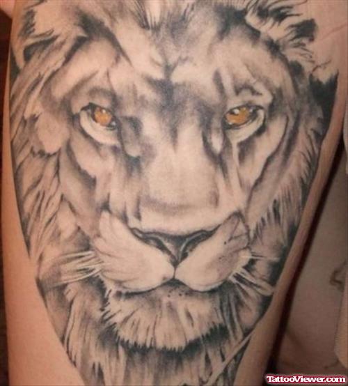 Yellow Eyes Lion Tattoo