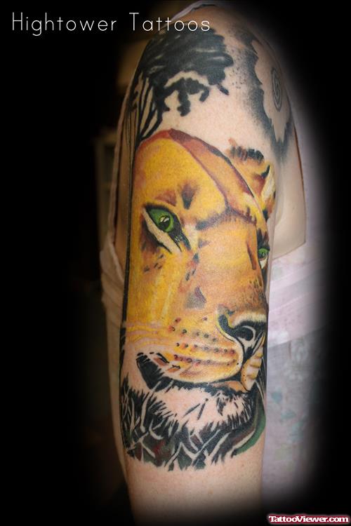 Best Right Half Sleeve Lion Tattoo