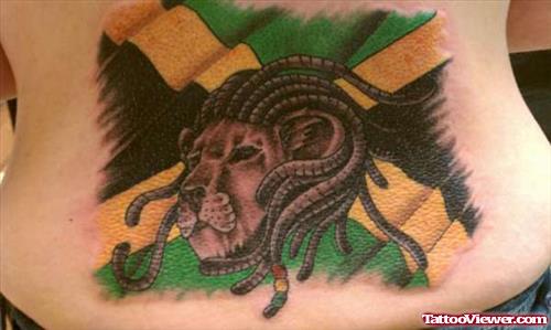 African Lion Head Tattoo Lowerback
